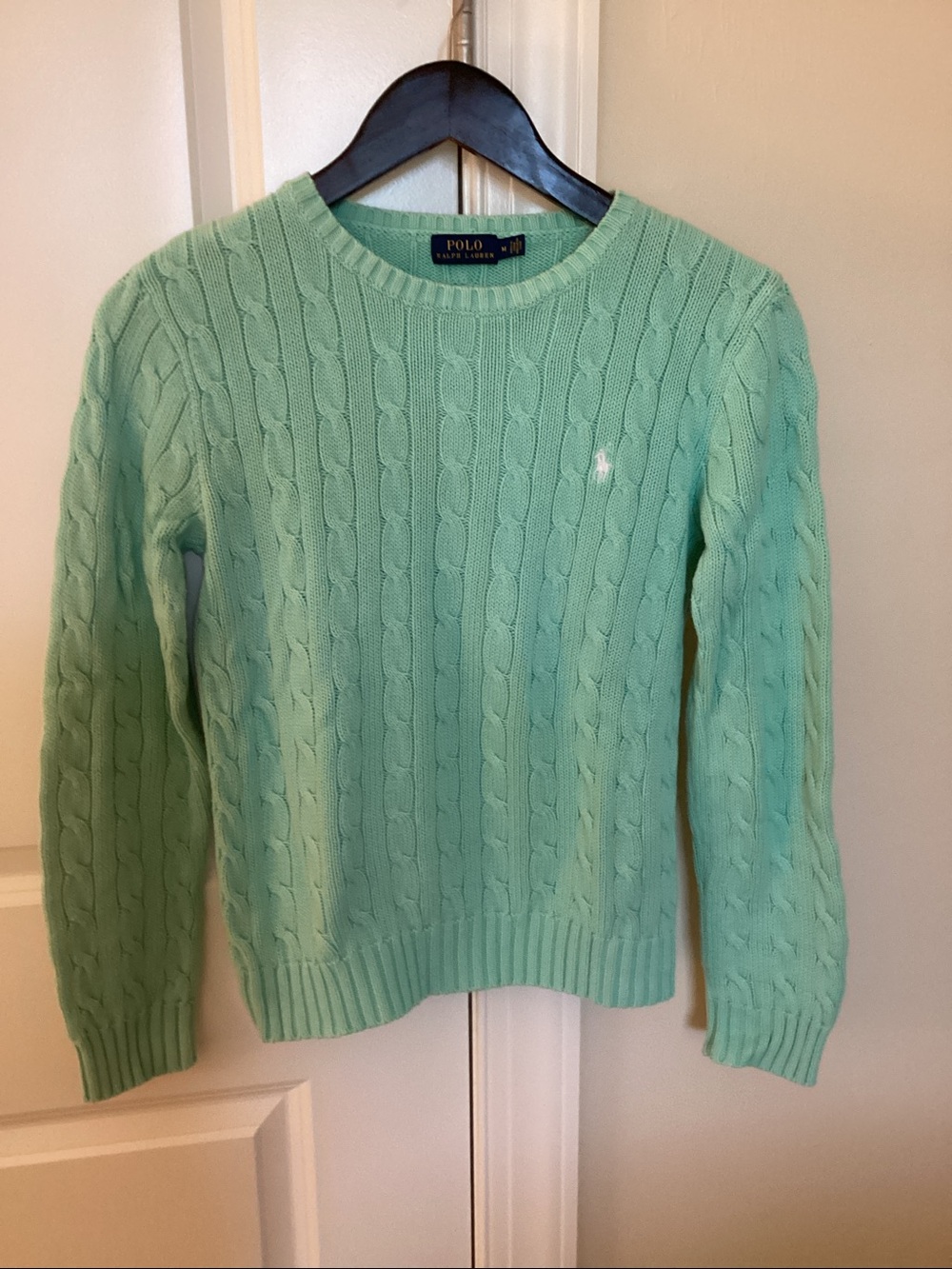 Polo by Ralph Lauren Mint Cable Knit Crewneck Sweater Size M